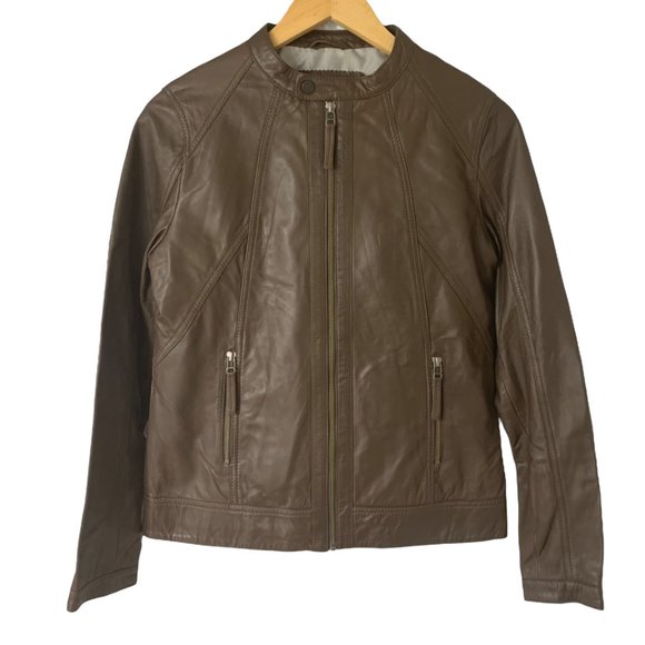 Peter Millar Jackets & Blazers - Peter Millar Crown Brown Lightweight Moto Biker Soft Leather Jacket Size Small